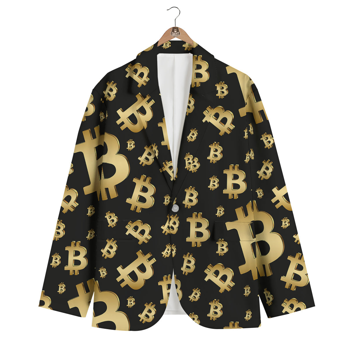 Cryptocurrency Bitcoin Print Pattern Men's Blazer-grizzshop