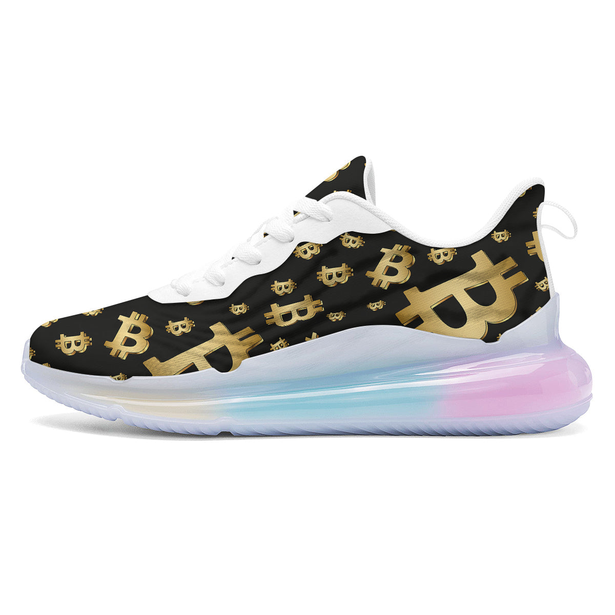 Cryptocurrency Bitcoin Print Pattern Running Sneakers-grizzshop