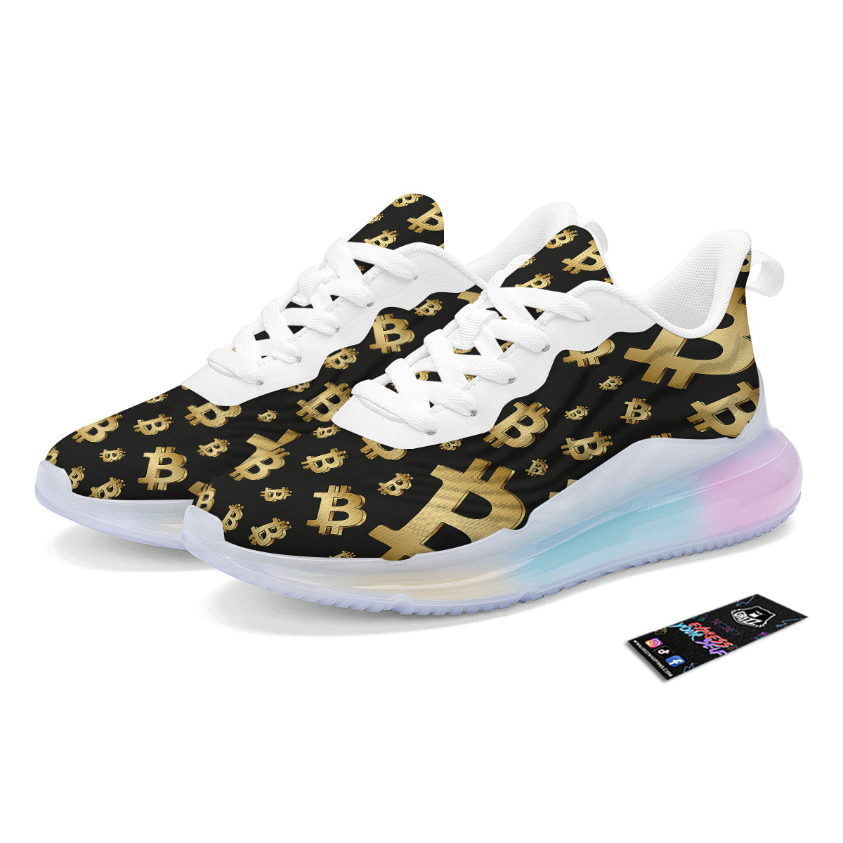 Cryptocurrency Bitcoin Print Pattern Running Sneakers-grizzshop