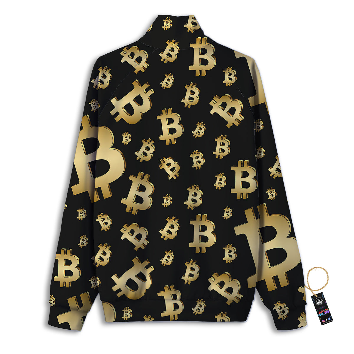 Cryptocurrency Bitcoin Print Pattern Track Jacket-grizzshop