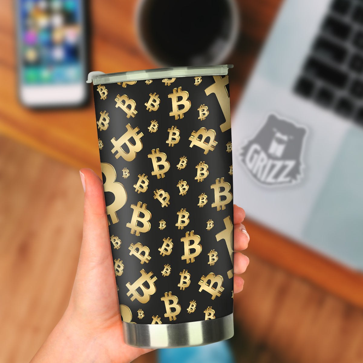 Cryptocurrency Bitcoin Print Pattern Tumbler-grizzshop