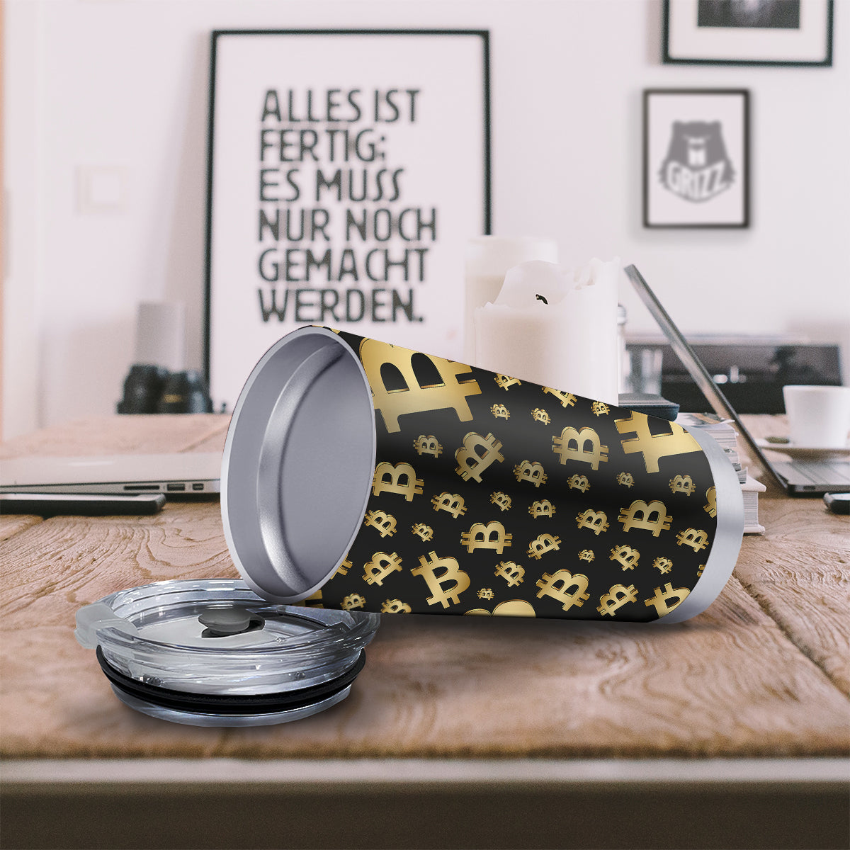 Cryptocurrency Bitcoin Print Pattern Tumbler-grizzshop