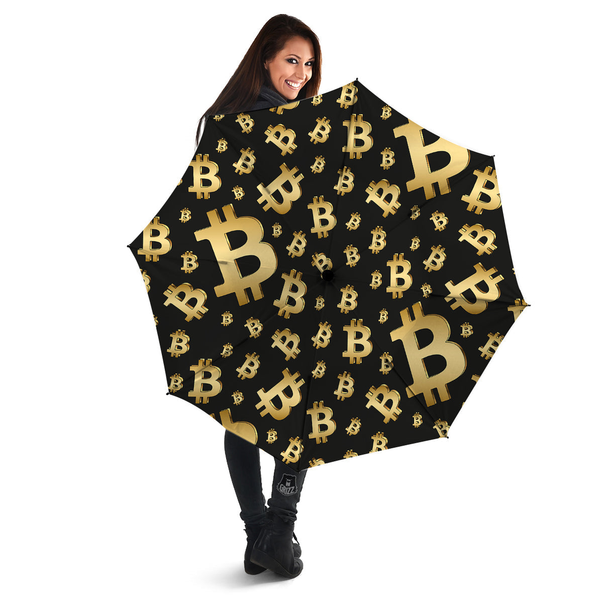 Cryptocurrency Bitcoin Print Pattern Umbrella-grizzshop