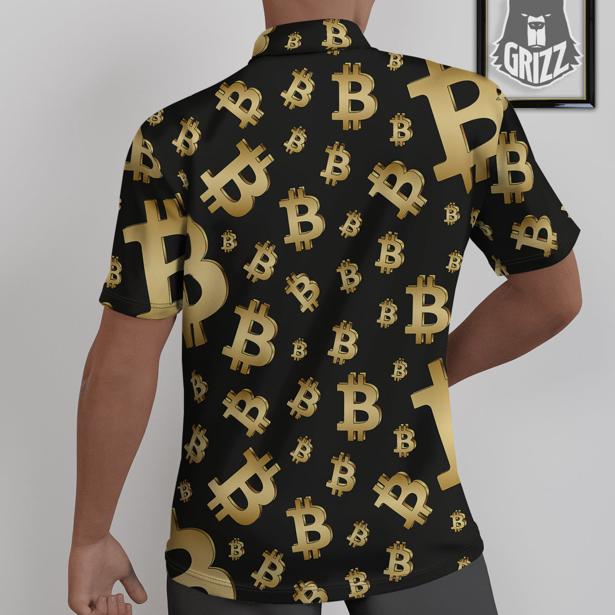 Cryptocurrency Bitcoin Print Pattern Untucked Shirts-grizzshop