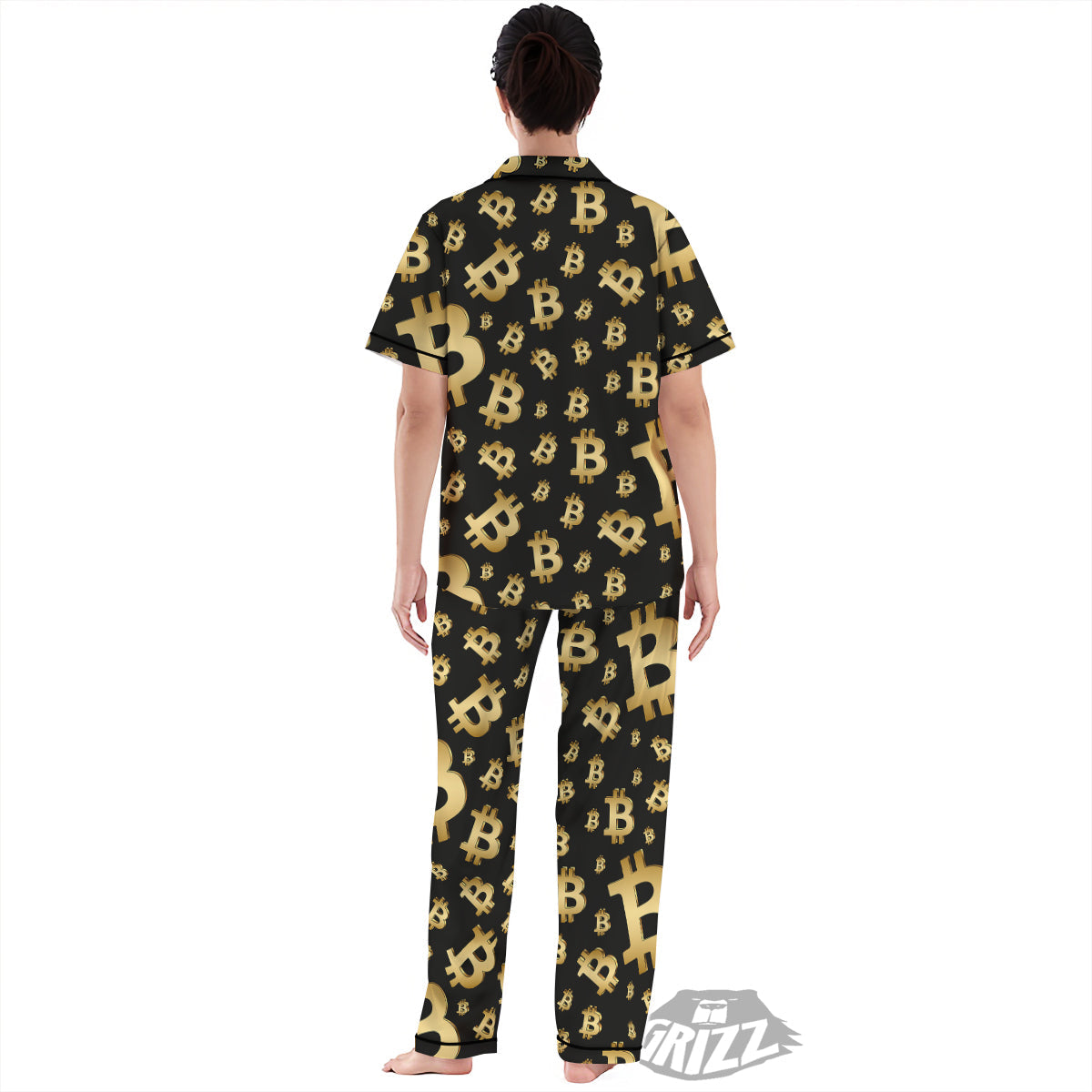 Cryptocurrency Bitcoin Print Pattern Women's Pajamas Set-grizzshop