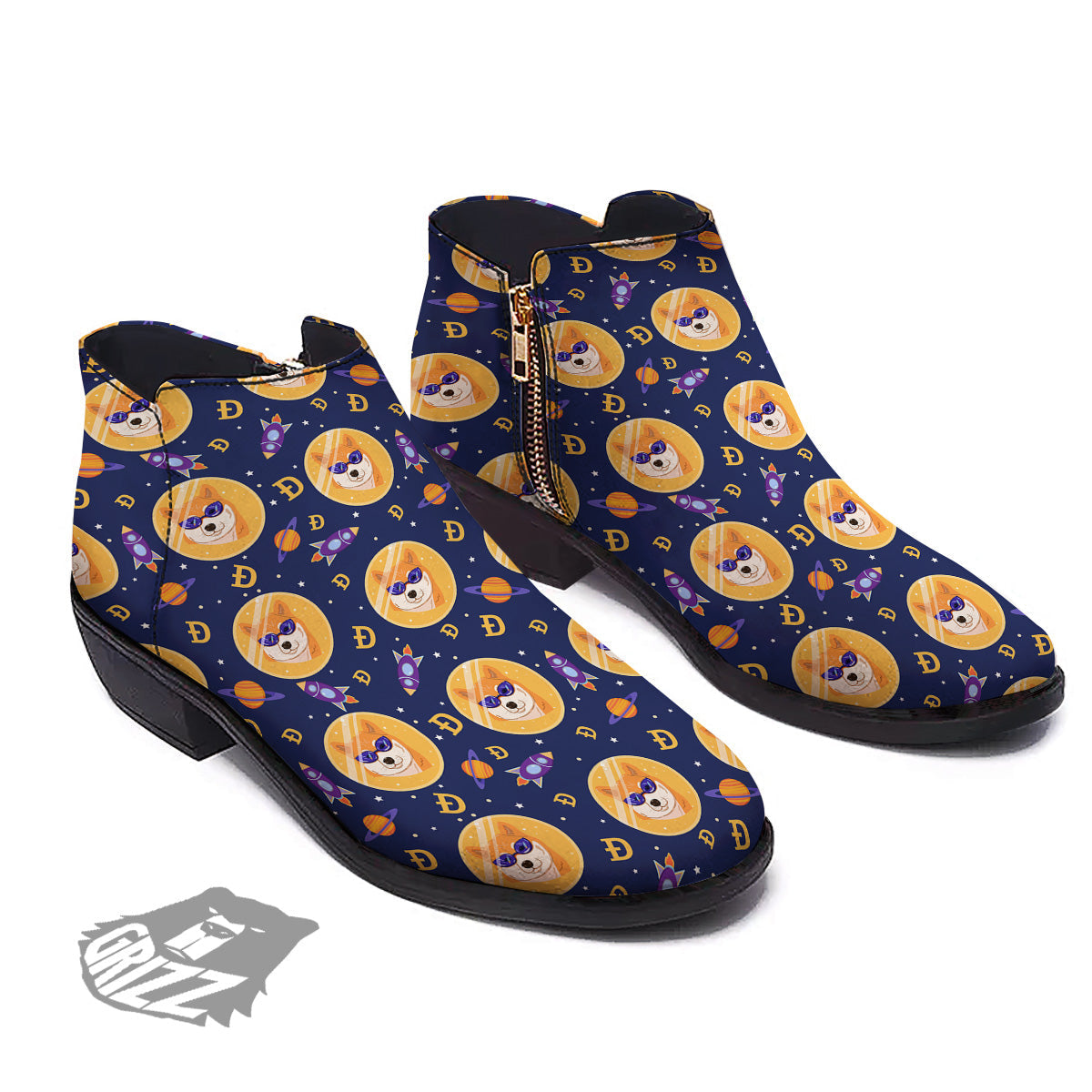 Cryptocurrency Shiba Print Pattern Ankle Boots-grizzshop