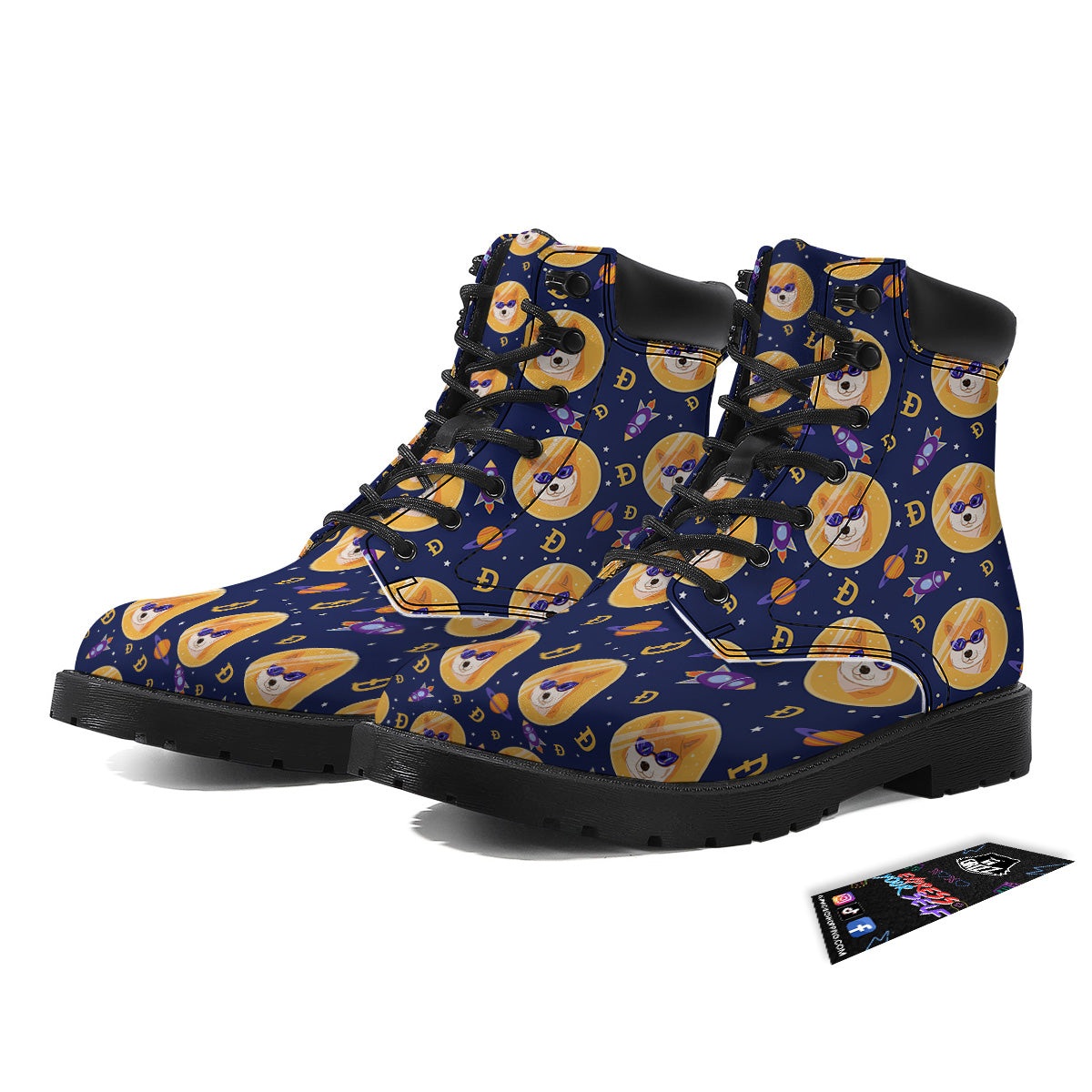 Cryptocurrency Shiba Print Pattern Boots-grizzshop