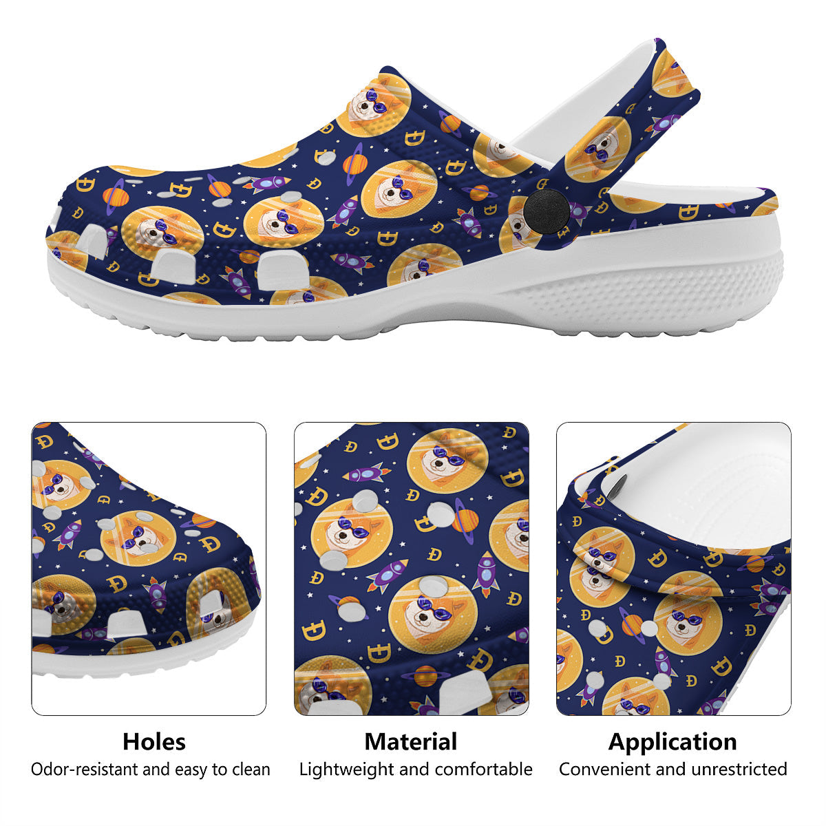Cryptocurrency Shiba Print Pattern Clog-grizzshop