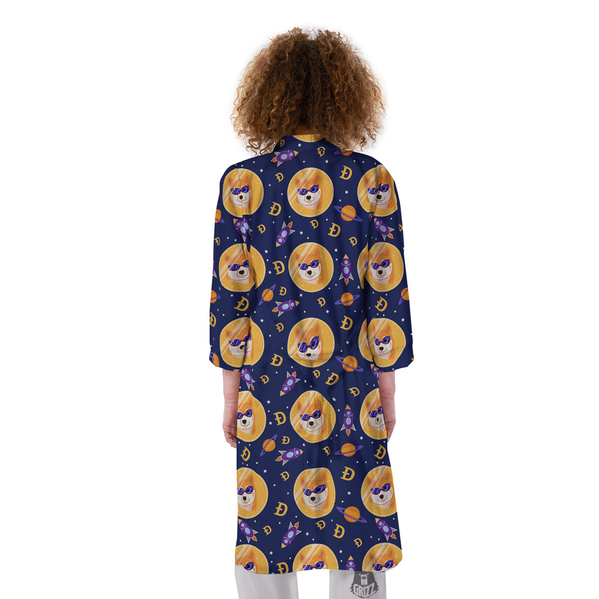 Cryptocurrency Shiba Print Pattern Kimono-grizzshop
