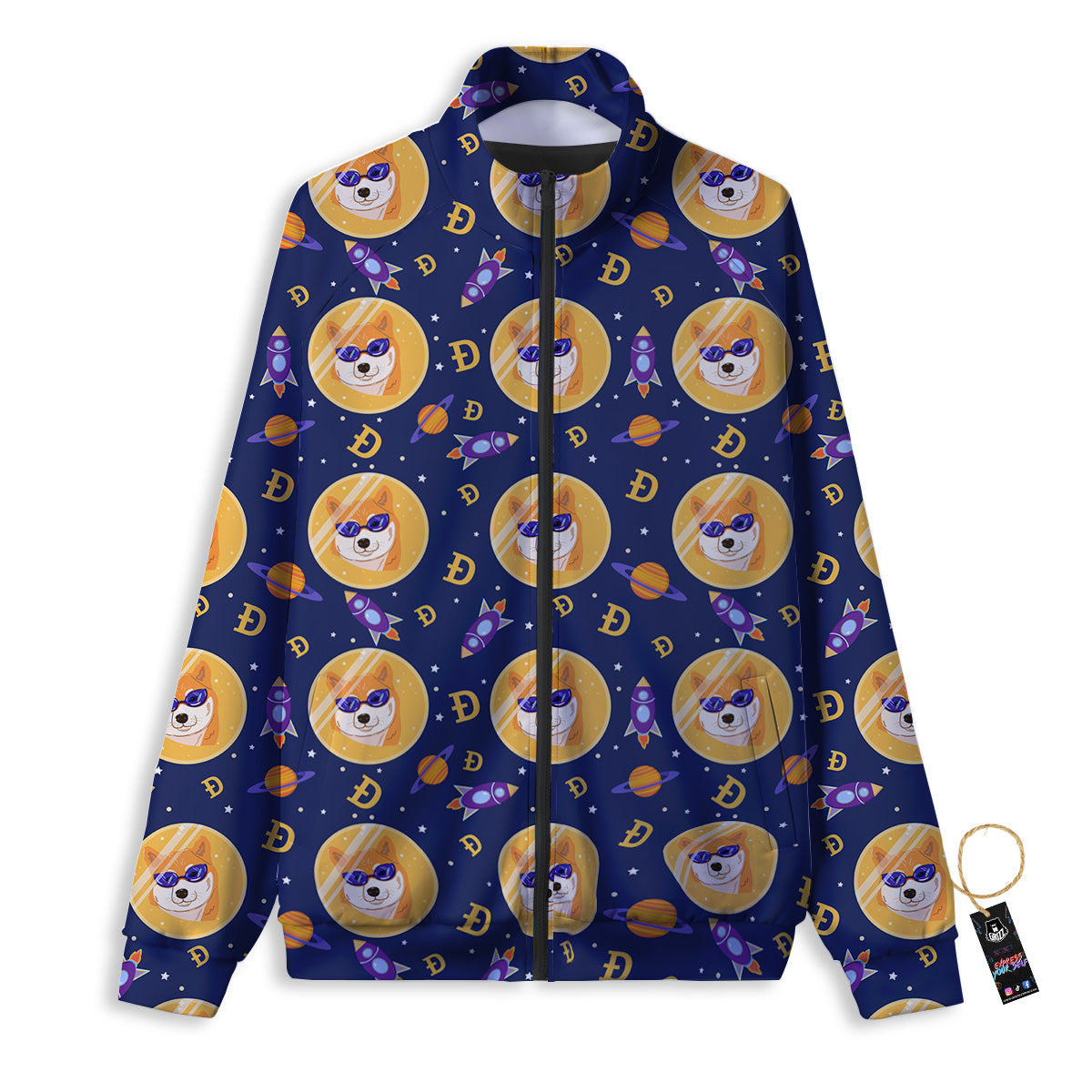 Cryptocurrency Shiba Print Pattern Track Jacket-grizzshop