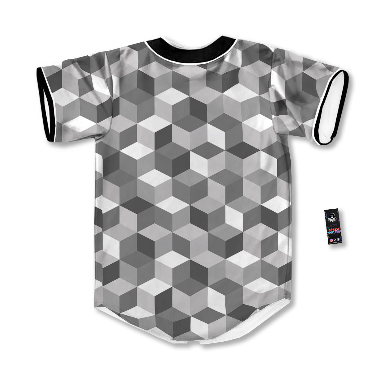 Cube Geometric Shape White Print Pattern Baseball Jersey-grizzshop