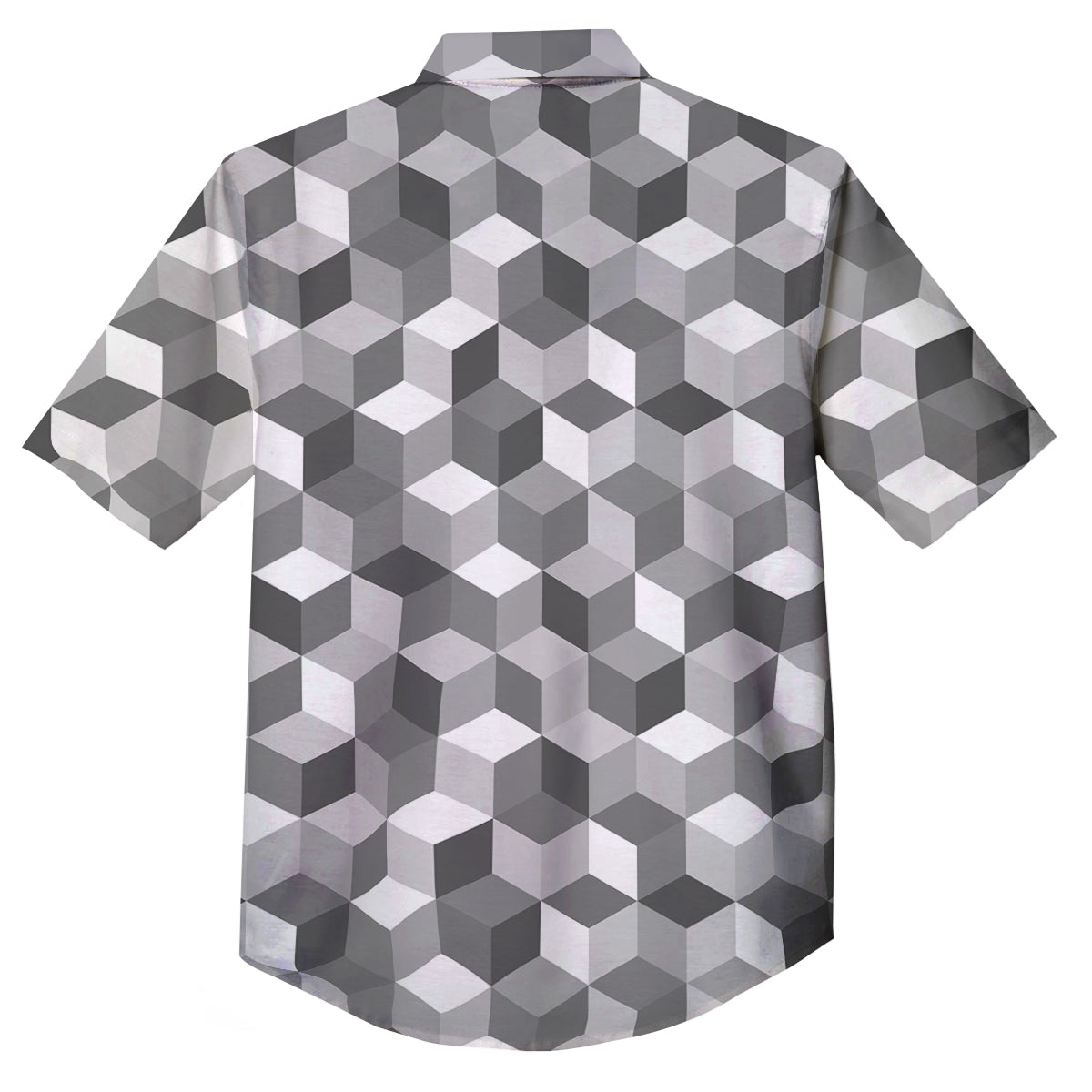 Cube Geometric Shape White Print Pattern Button Up Shirt-grizzshop