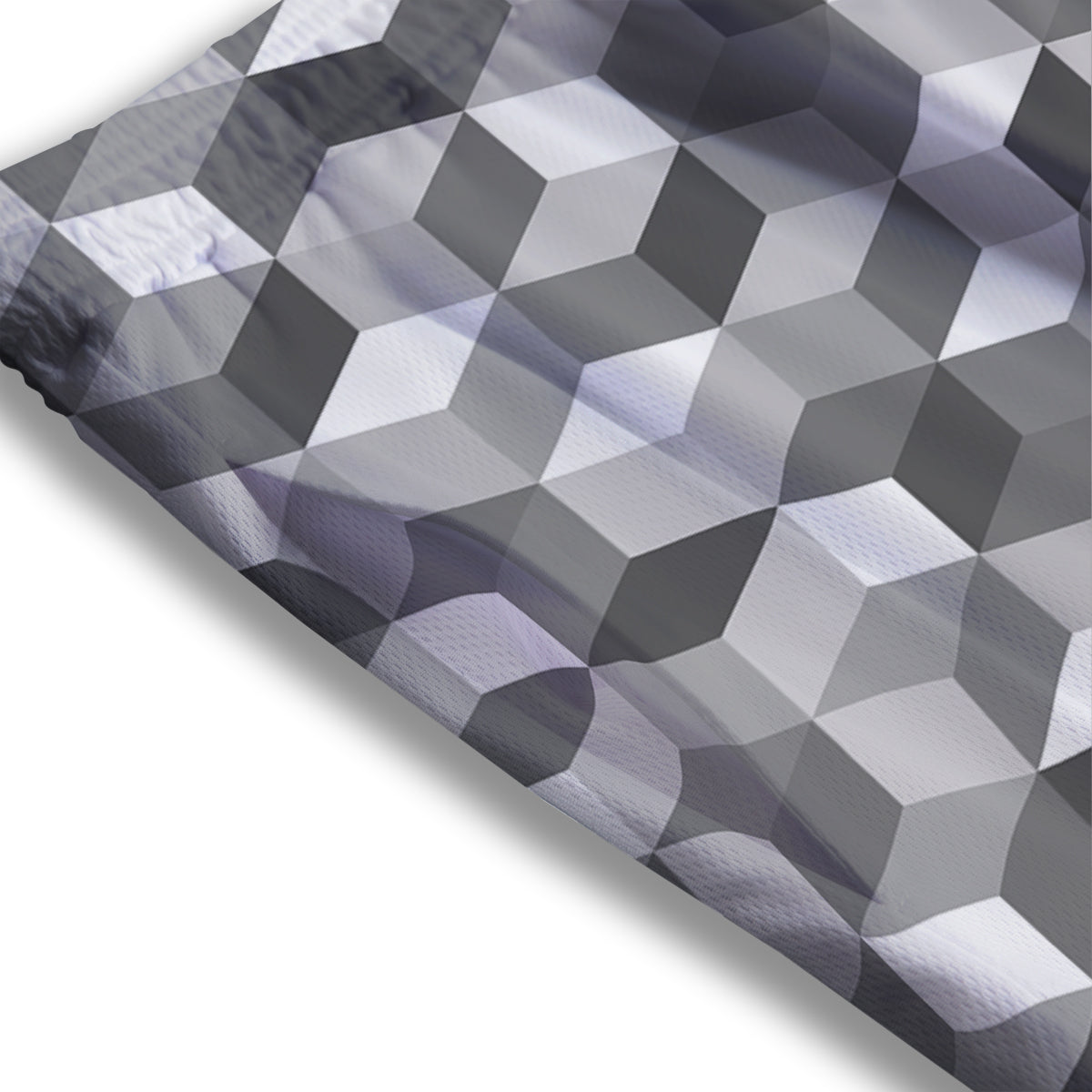 Cube Geometric Shape White Print Pattern Mesh Shorts-grizzshop