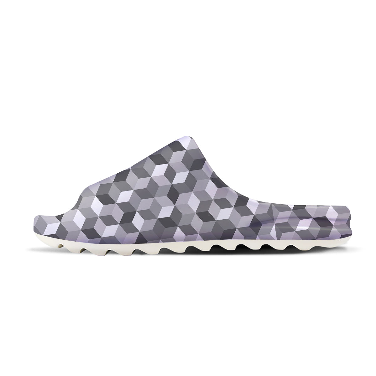 Cube Geometric Shape White Print Pattern Sandals-grizzshop