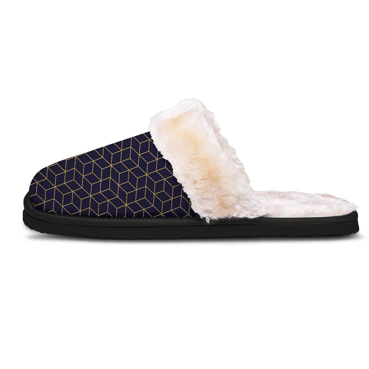 Cube Shape Black Geometric Print Pattern Slippers-grizzshop