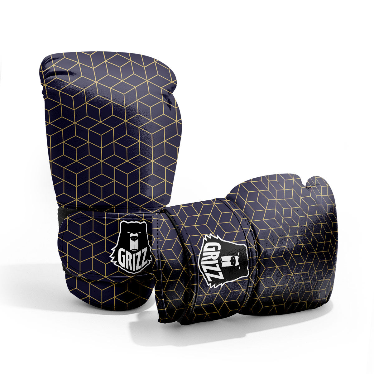 Cube Shape Black Geometric Print Pattern Sparring Gloves-grizzshop