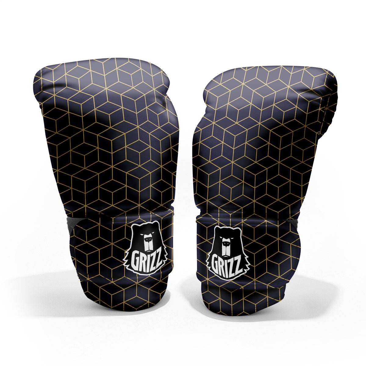 Cube Shape Black Geometric Print Pattern Sparring Gloves-grizzshop