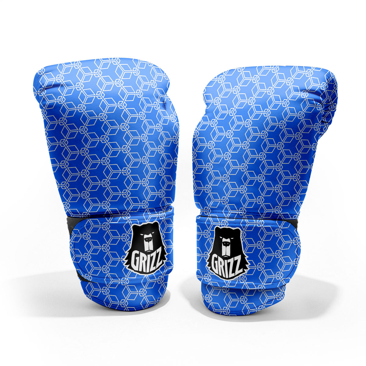 Cube Shape Blue Geometric Print Pattern Sparring Gloves-grizzshop