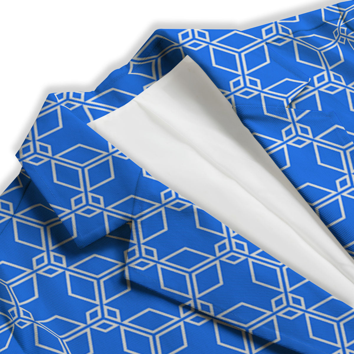 Cube Shape Blue Geometric Print Pattern Women's Blazer-grizzshop