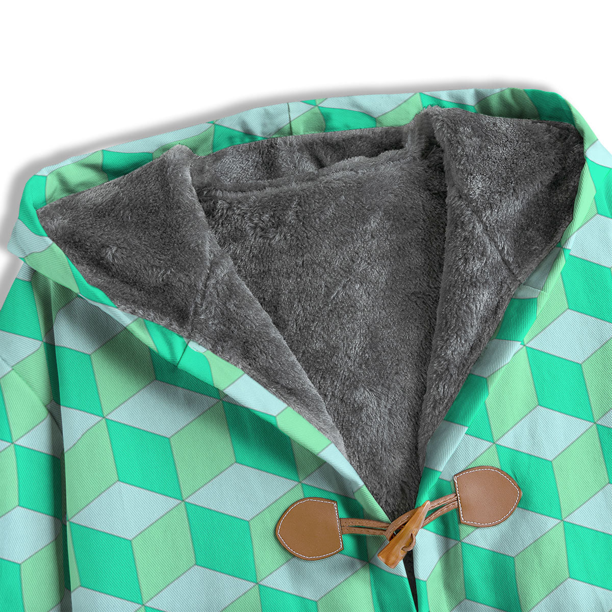 Cube Shape Green Geometric Print Pattern Men's Windbreaker Jacket-grizzshop