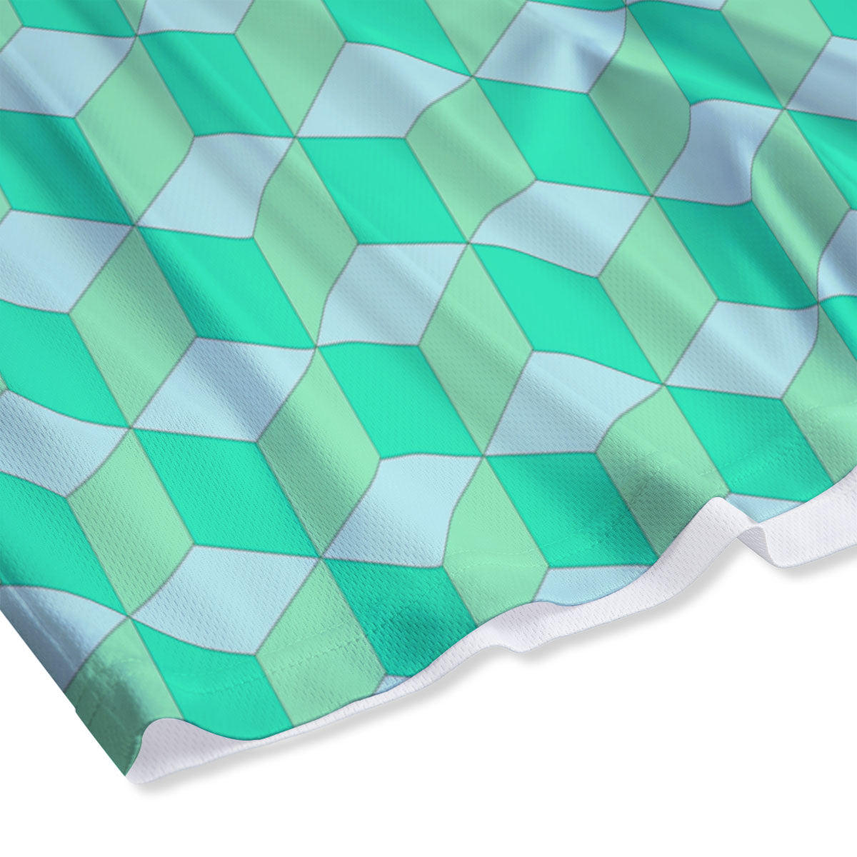Cube Shape Green Geometric Print Pattern Mesh Shorts-grizzshop