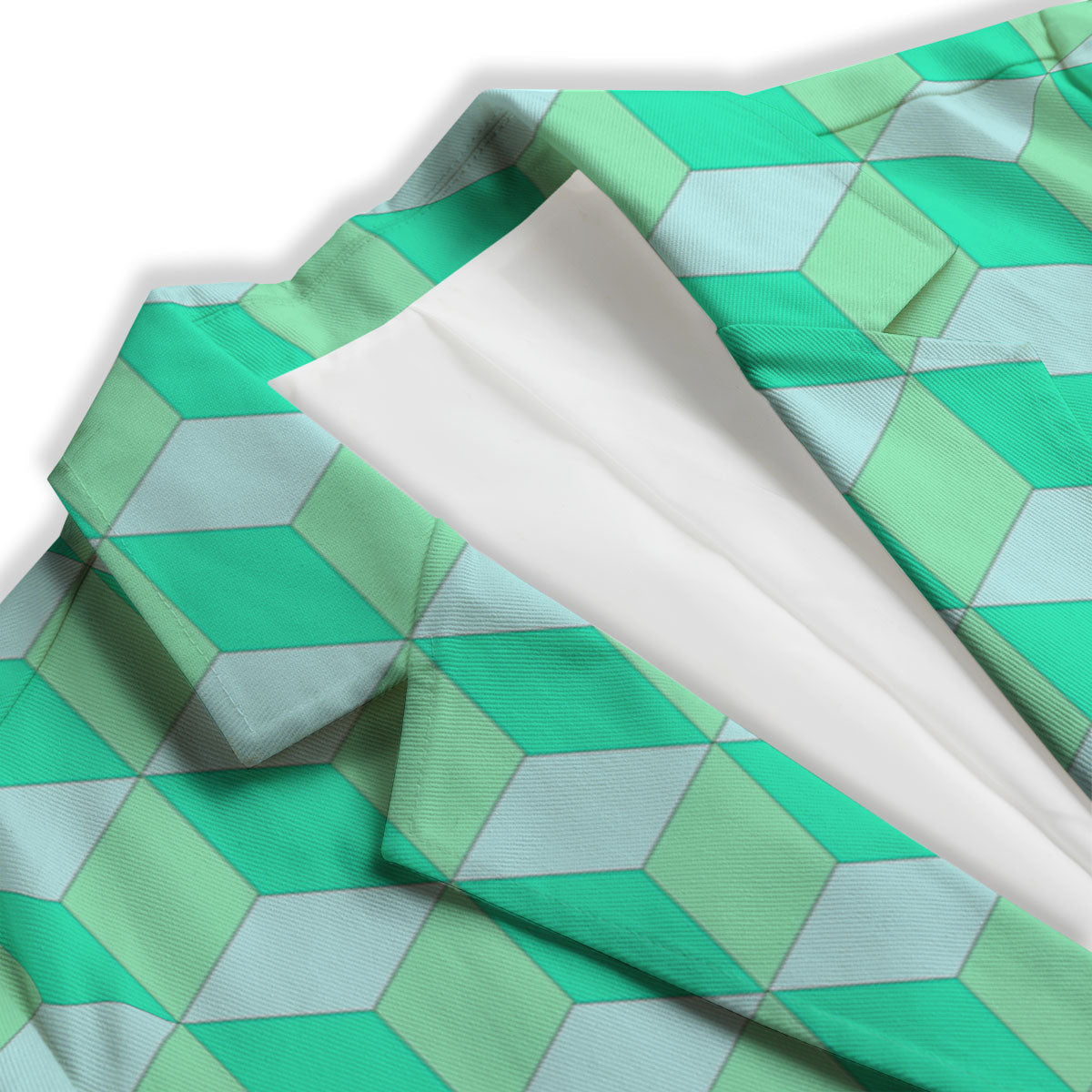 Cube Shape Green Geometric Print Pattern Women's Blazer-grizzshop