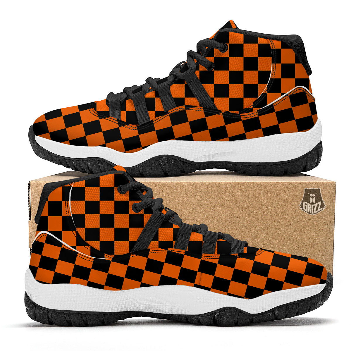 Cube Shape Grey Geometric Print Pattern Black Bball Shoes-grizzshop