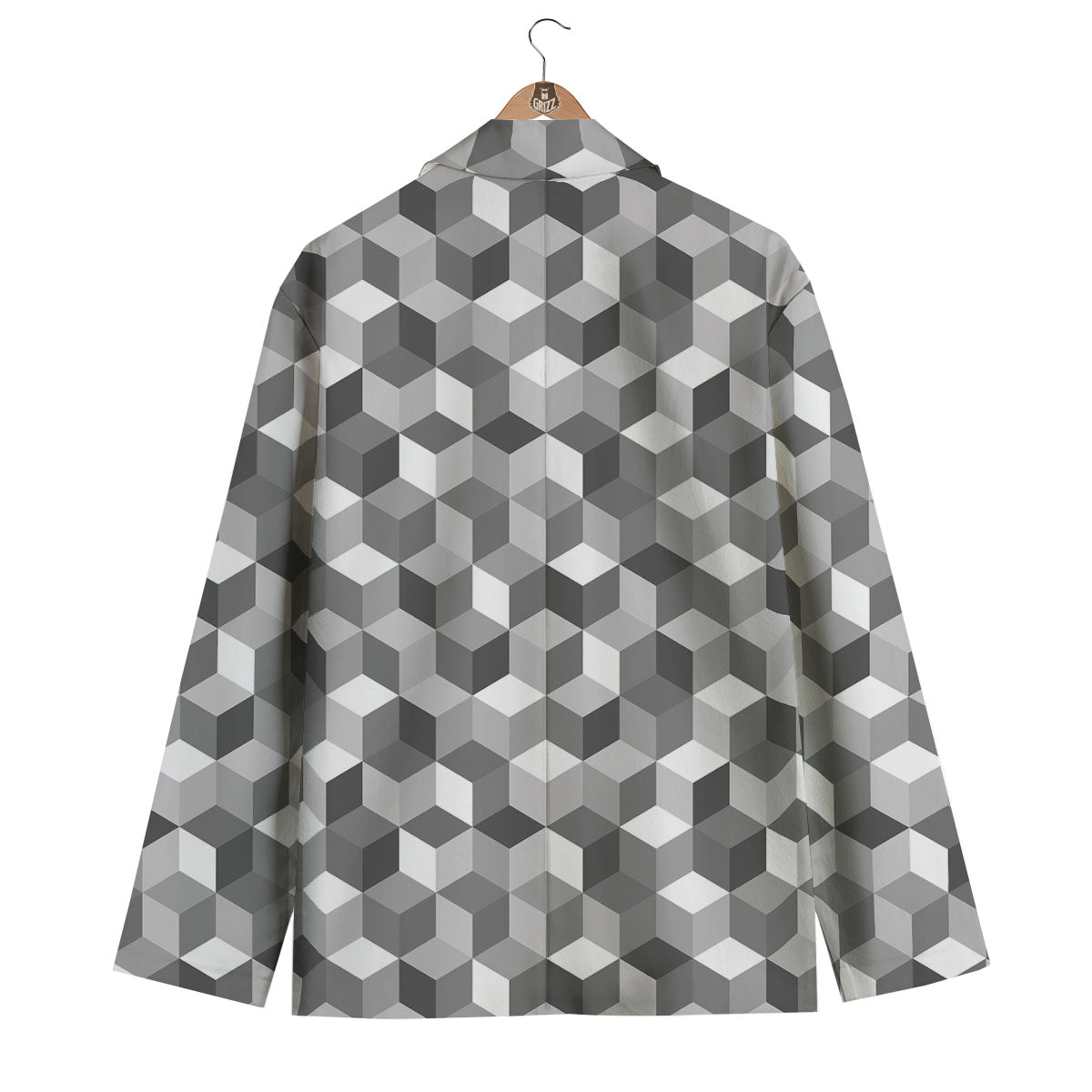 Cube Shape Grey Geometric Print Pattern Men's Blazer-grizzshop