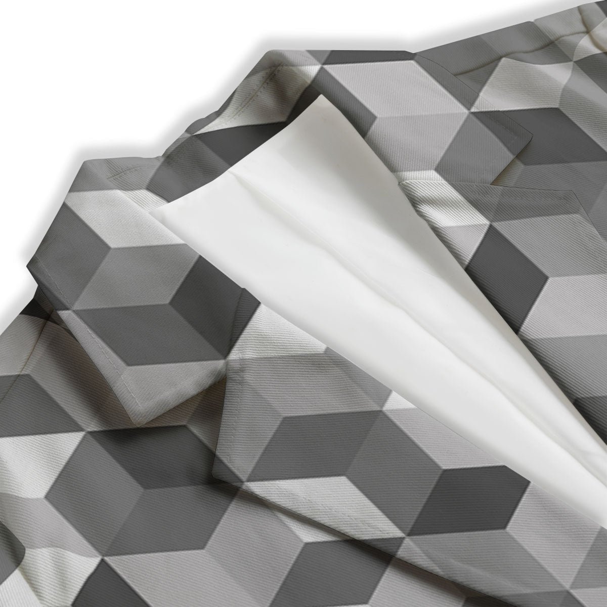 Cube Shape Grey Geometric Print Pattern Women's Blazer-grizzshop