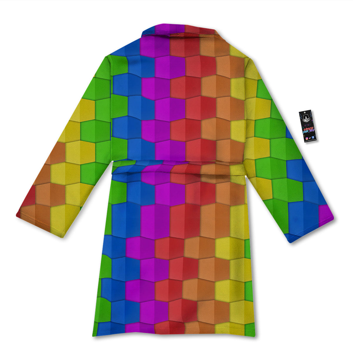Cubes Rainbow Print Pattern Bathrobe-grizzshop