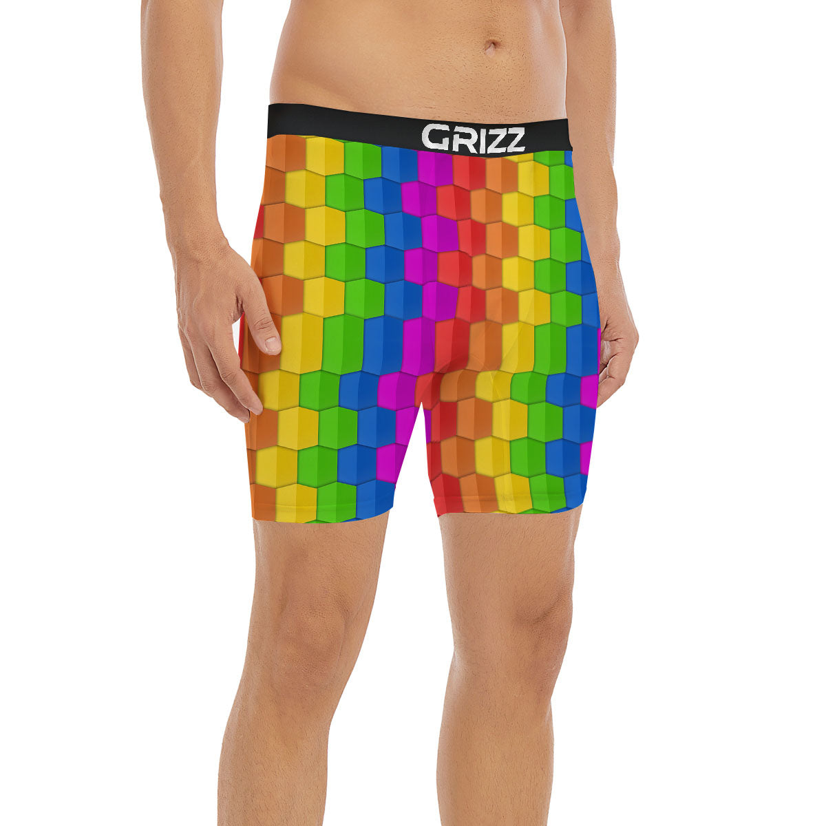Cubes Rainbow Print Pattern Boxer Briefs-grizzshop