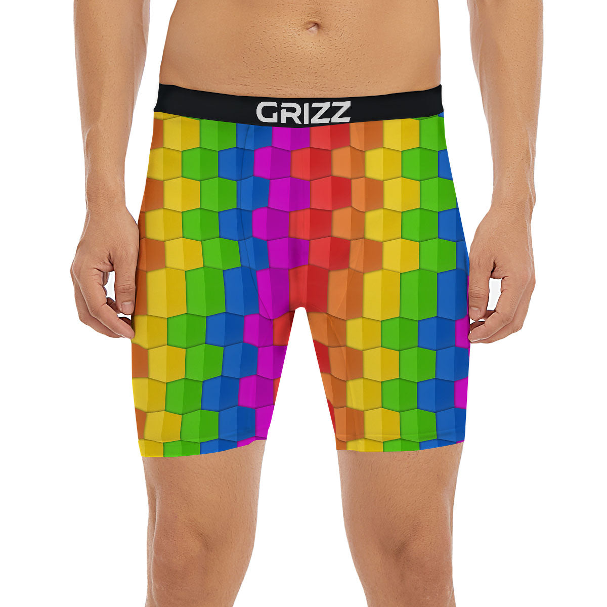 Cubes Rainbow Print Pattern Boxer Briefs-grizzshop