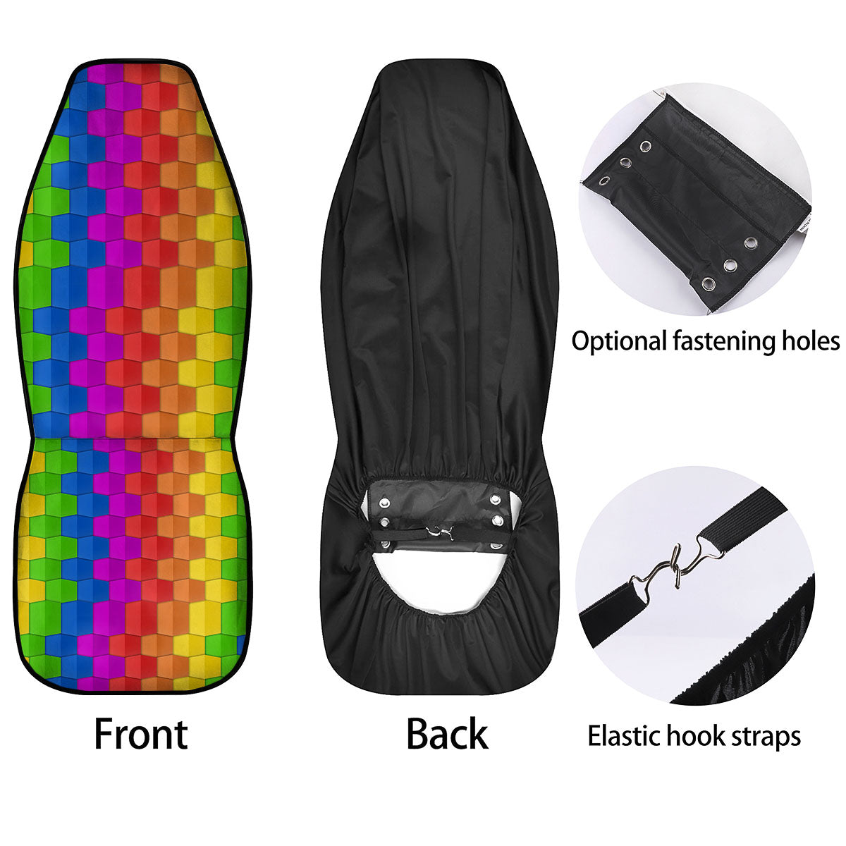 Cubes Rainbow Print Pattern Car Seat Covers-grizzshop