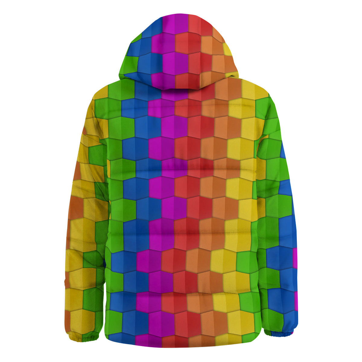 Cubes Rainbow Print Pattern Down Jacket-grizzshop
