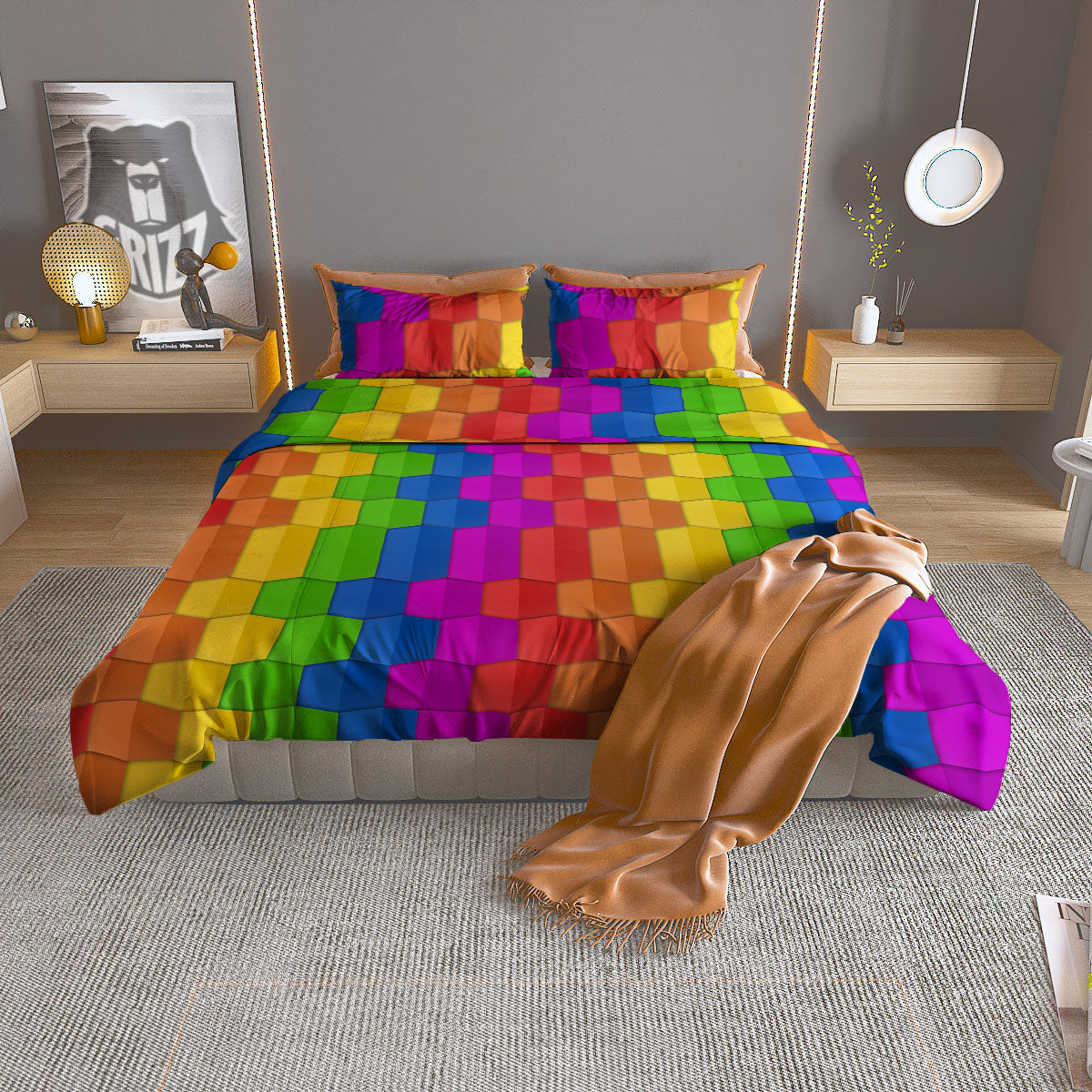 Coffee Bean Vintage Print Pattern Duvet Cover Bedding Set