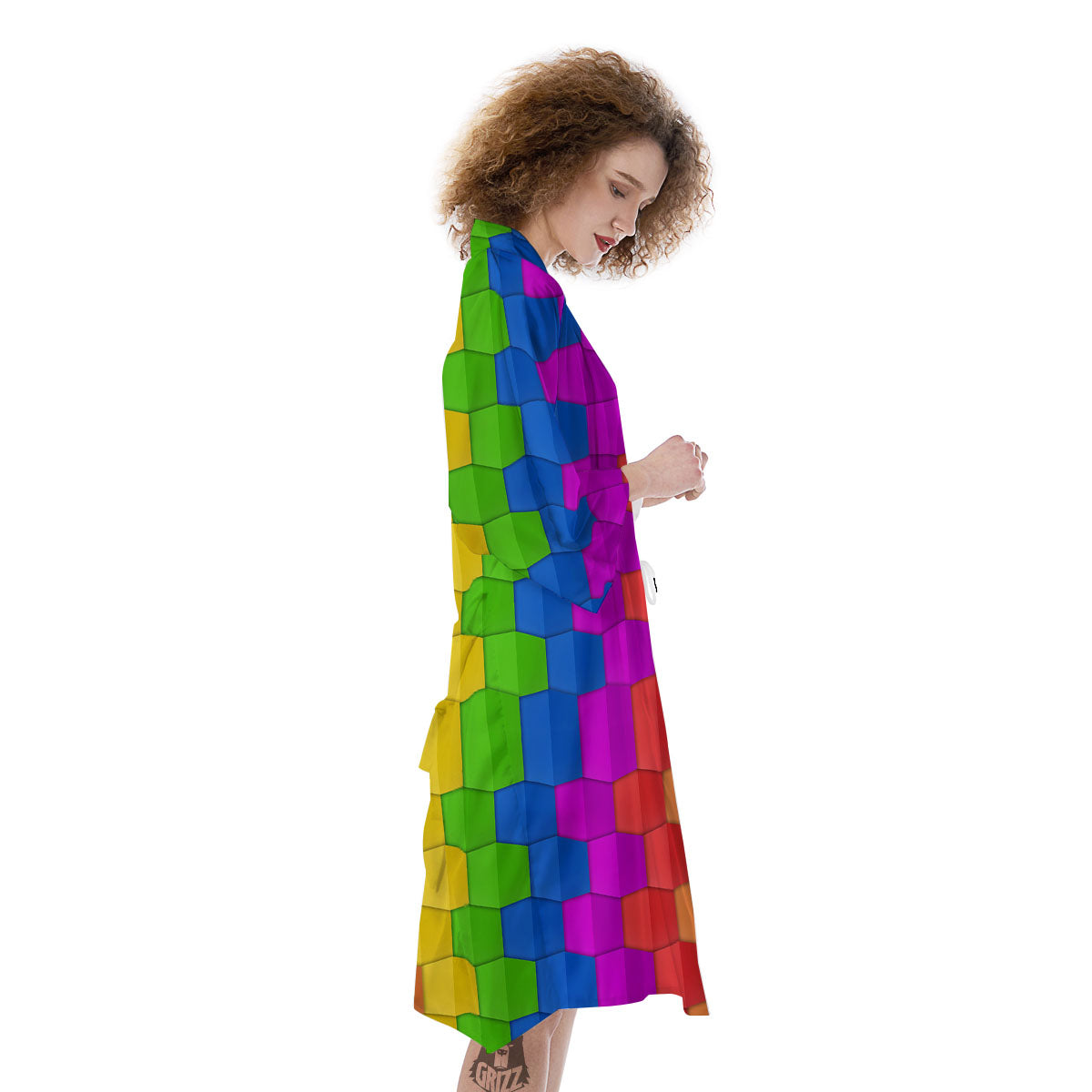 Cubes Rainbow Print Pattern Kimono-grizzshop