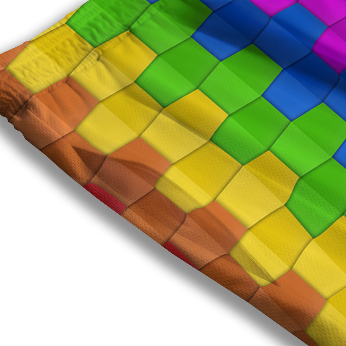 Cubes Rainbow Print Pattern Mesh Shorts