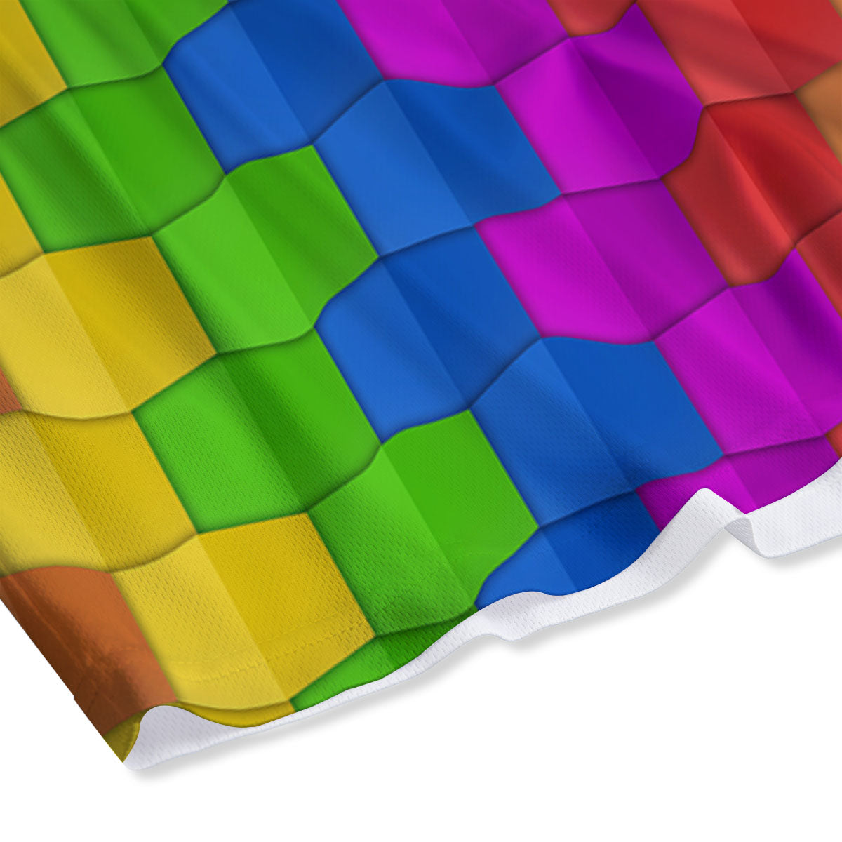 Cubes Rainbow Print Pattern Mesh Shorts