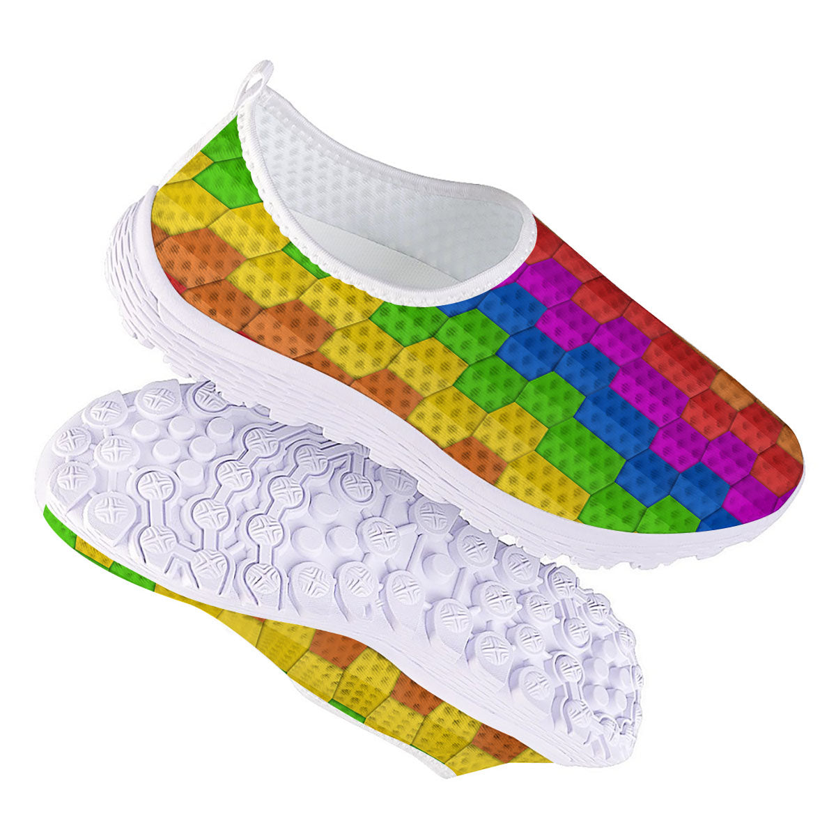 Cubes Rainbow Print Pattern Nurse Shoes-grizzshop