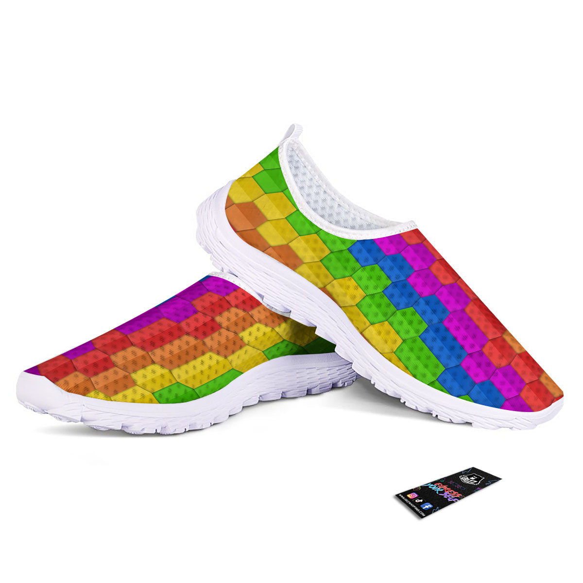 Cubes Rainbow Print Pattern Nurse Shoes-grizzshop