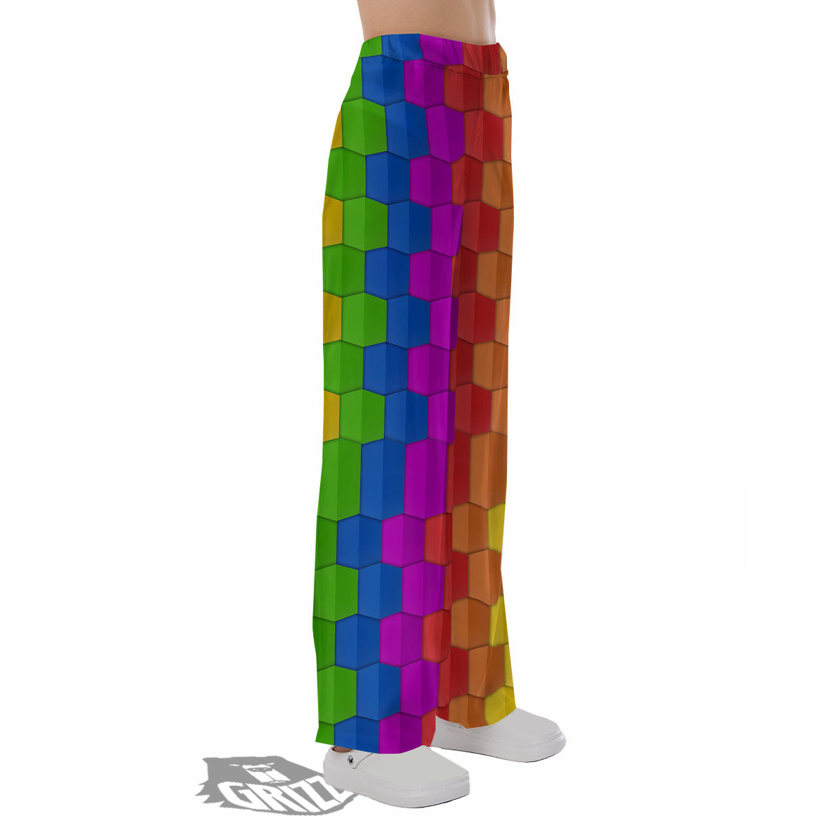 Cubes Rainbow Print Pattern Pajama Pants-grizzshop