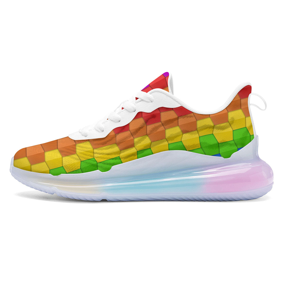 Cubes Rainbow Print Pattern Running Sneakers-grizzshop