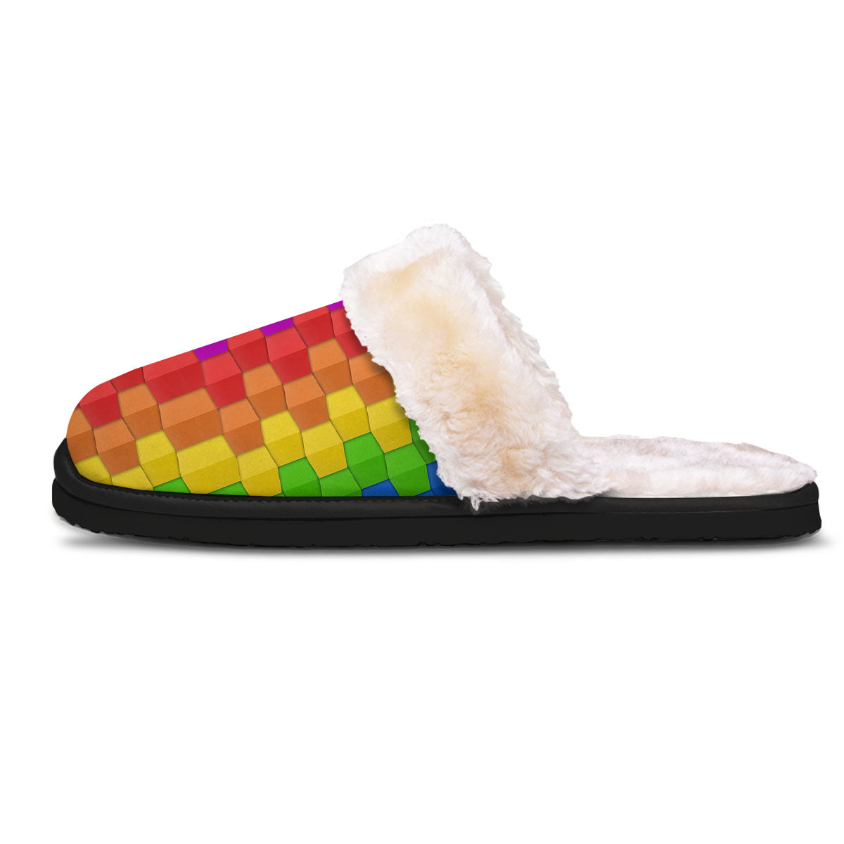 Cubes Rainbow Print Pattern Slippers-grizzshop
