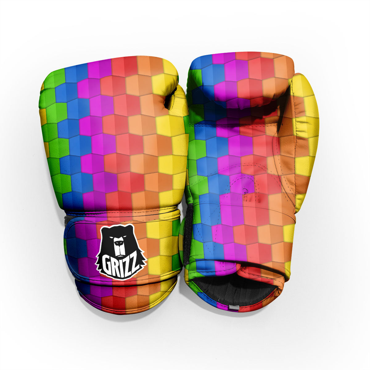 Cubes Rainbow Print Pattern Pro Boxing Glove