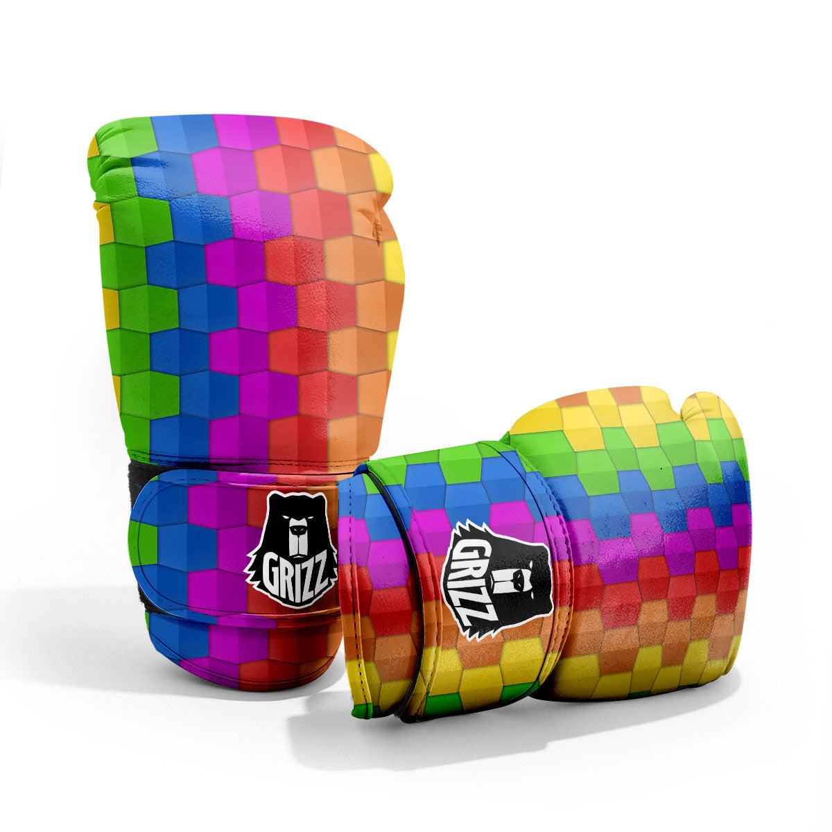 Cubes Rainbow Print Pattern Pro Boxing Glove