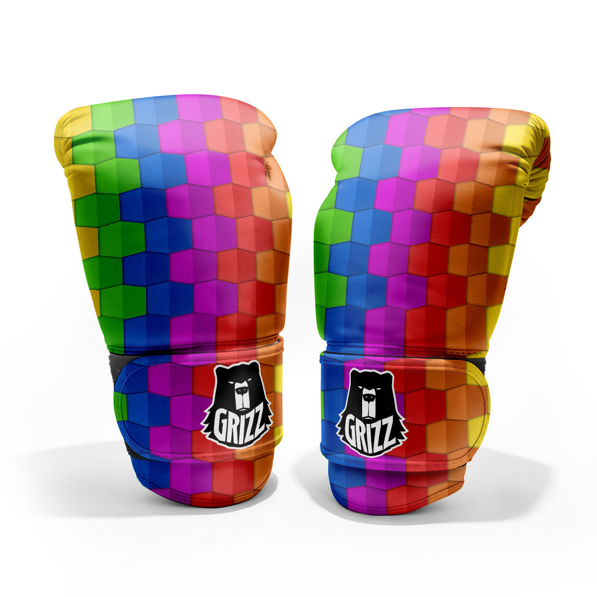 Cubes Rainbow Print Pattern Pro Boxing Glove