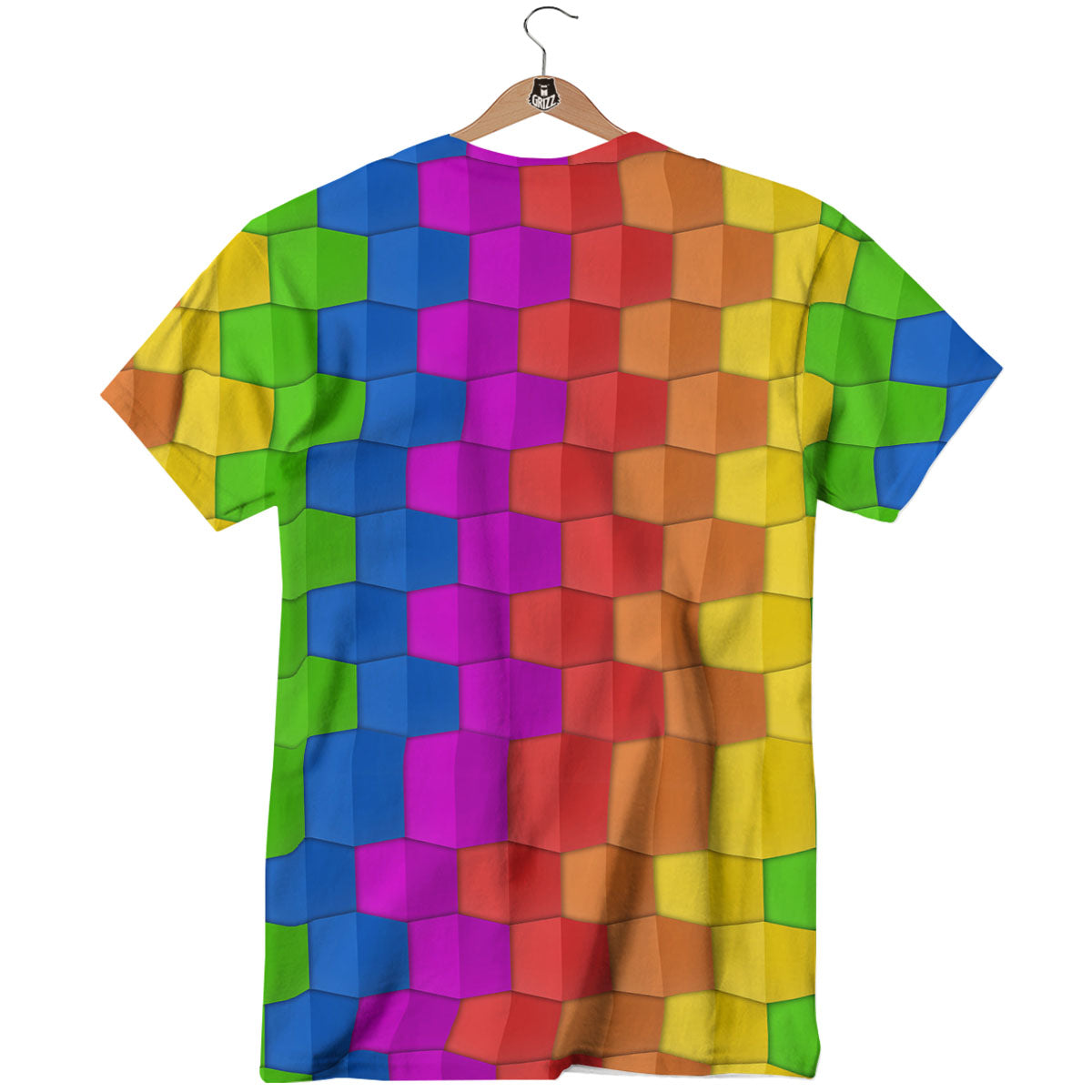 Cubes Rainbow Print Pattern T-Shirt-grizzshop