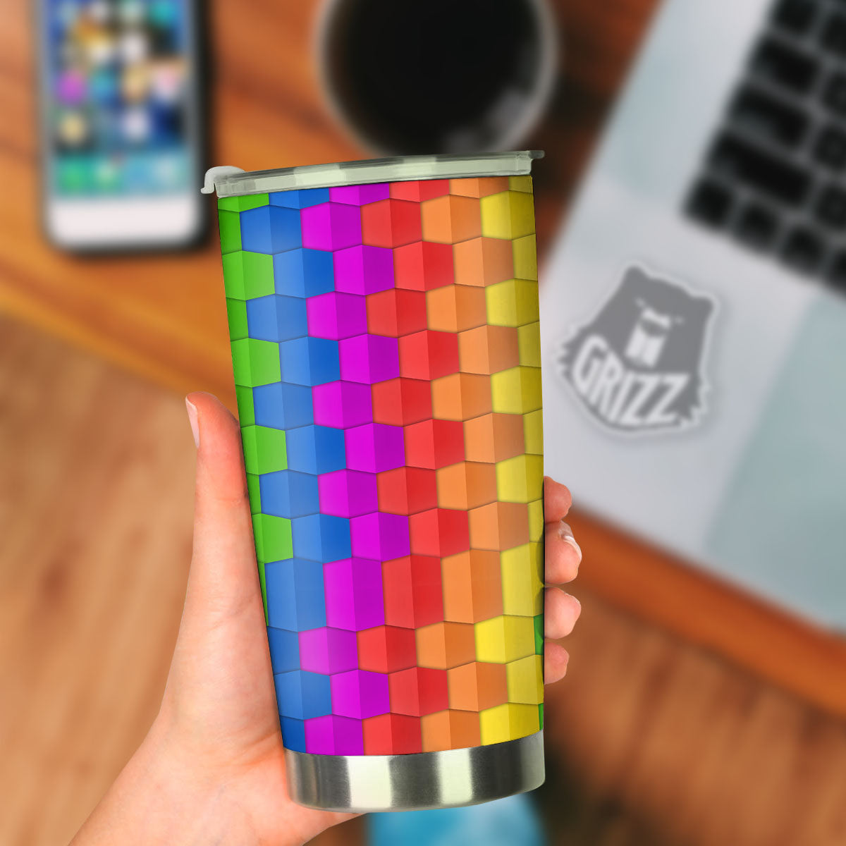 Cubes Rainbow Print Pattern Tumbler-grizzshop