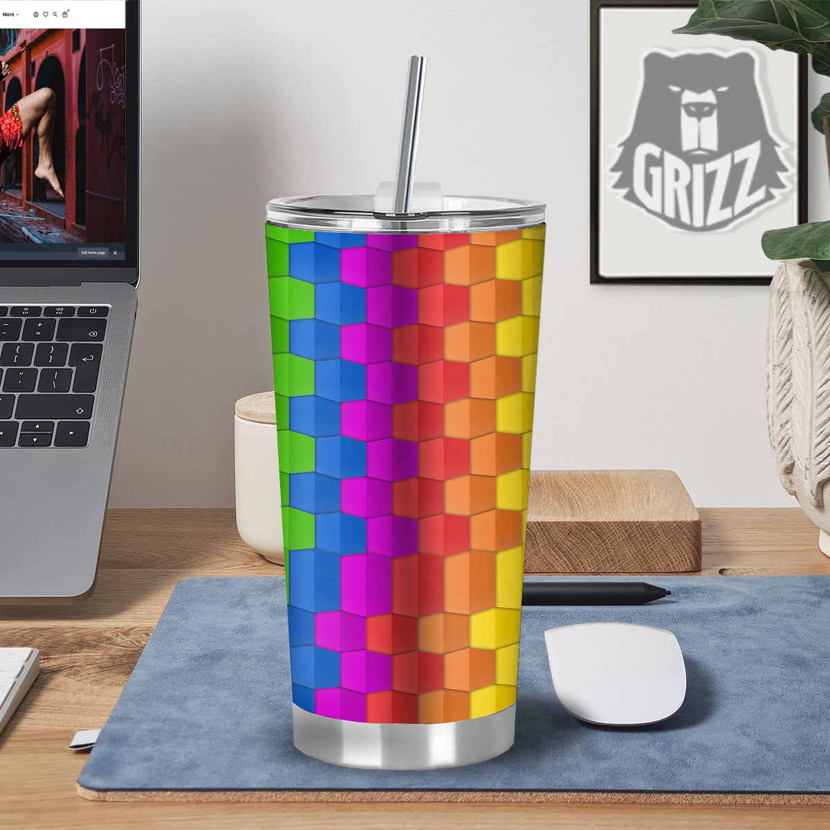 Cubes Rainbow Print Pattern Tumbler-grizzshop