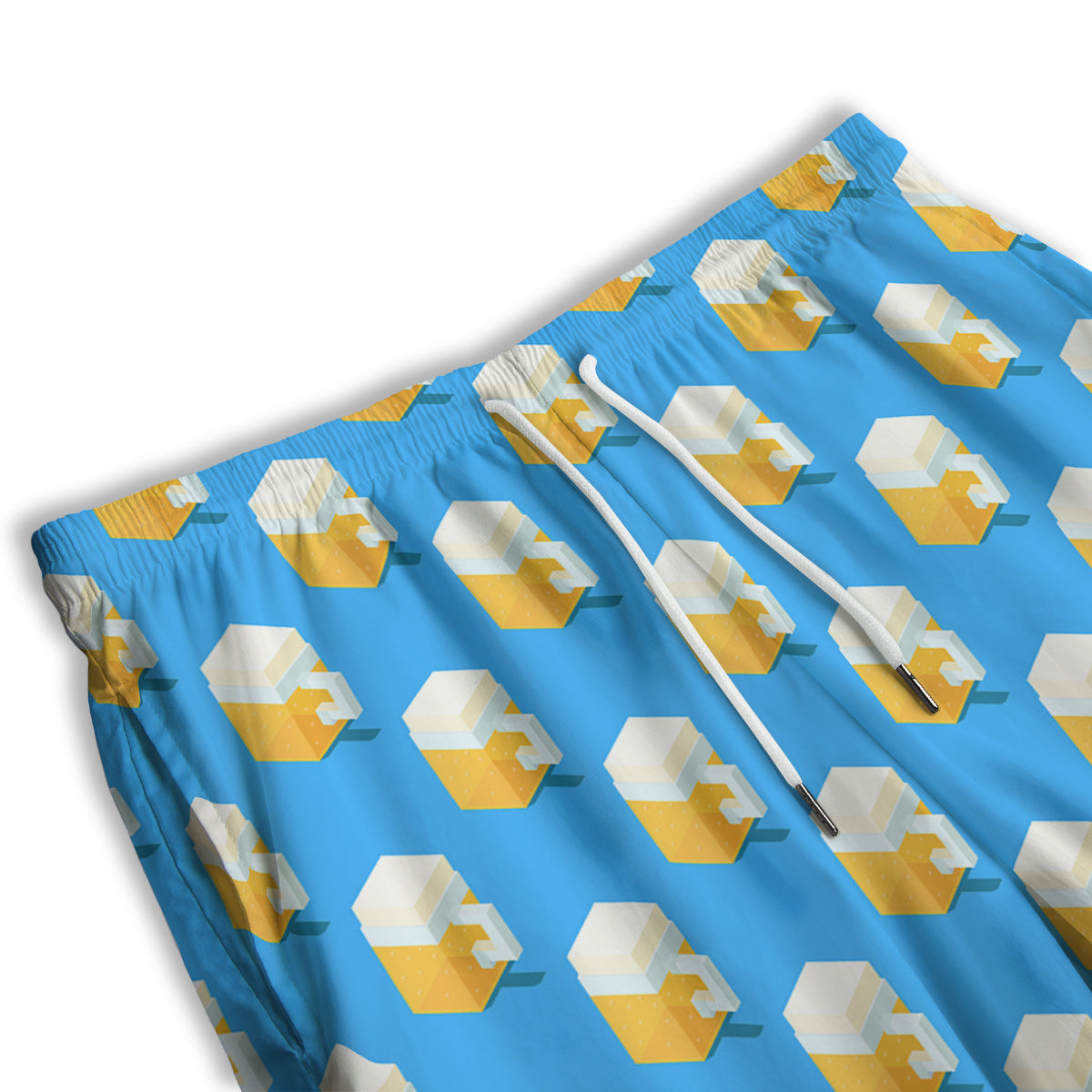 Cubic Beer Mugs On Blue Print Pattern Men's Athletic Shorts